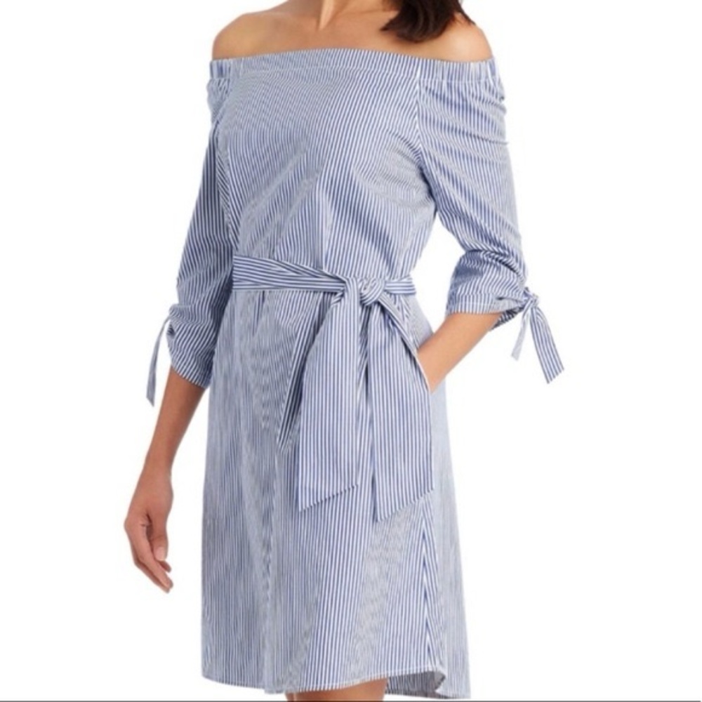 J.McLaughlin Off the‎ shoulder striped dress size M